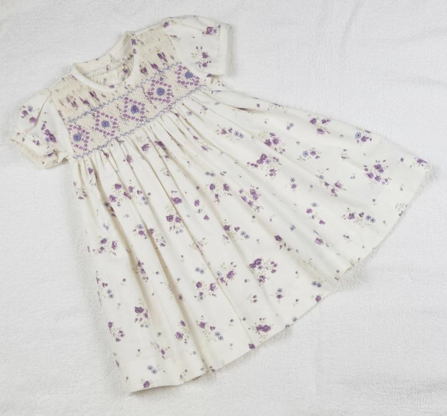 Vestido punto smock viyela estampada