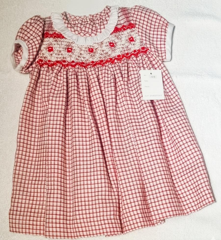 Vestido punto smock viyela estampada