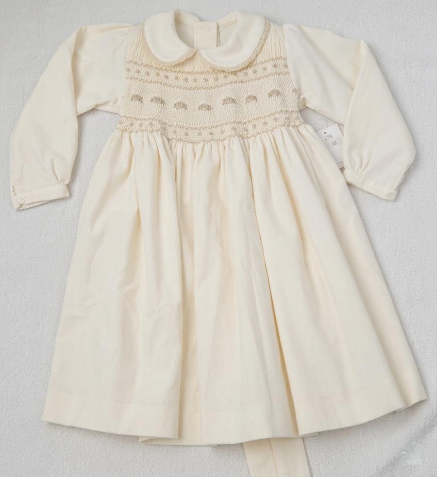 Vestido bordado punto smock corderoy